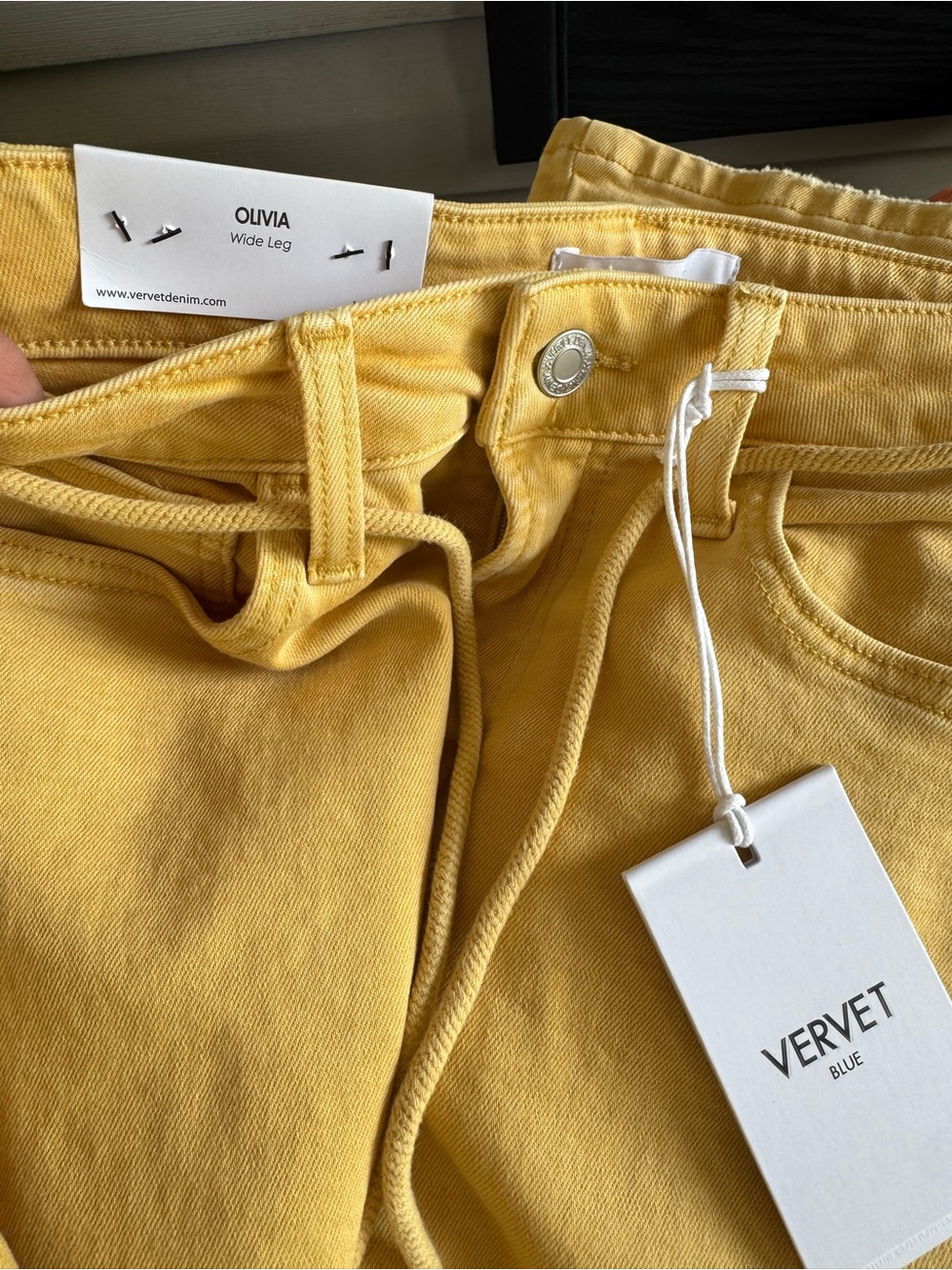High-Rise Cropped Women’s Jeans in Mustard Yellow by - Picture 6 of 7